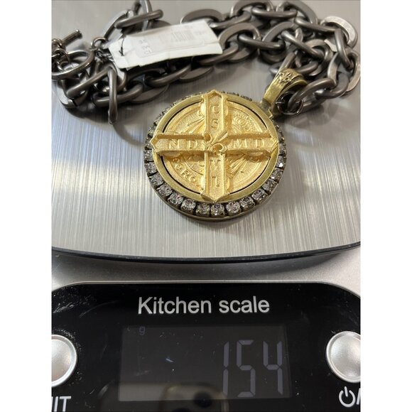 Rare French Kande Graphite 24K GD Pendant Crystal Choker Chain  Necklace W/Tag - Picture 6 of 6